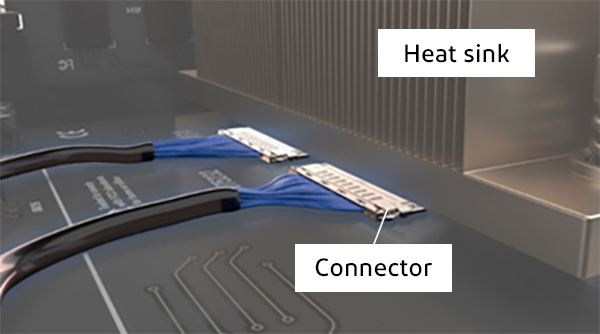 Image of connectors under heat sink
