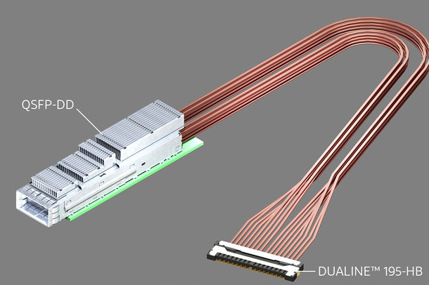 QSFP-DD to DUALINE™ 195-HB harness assembly