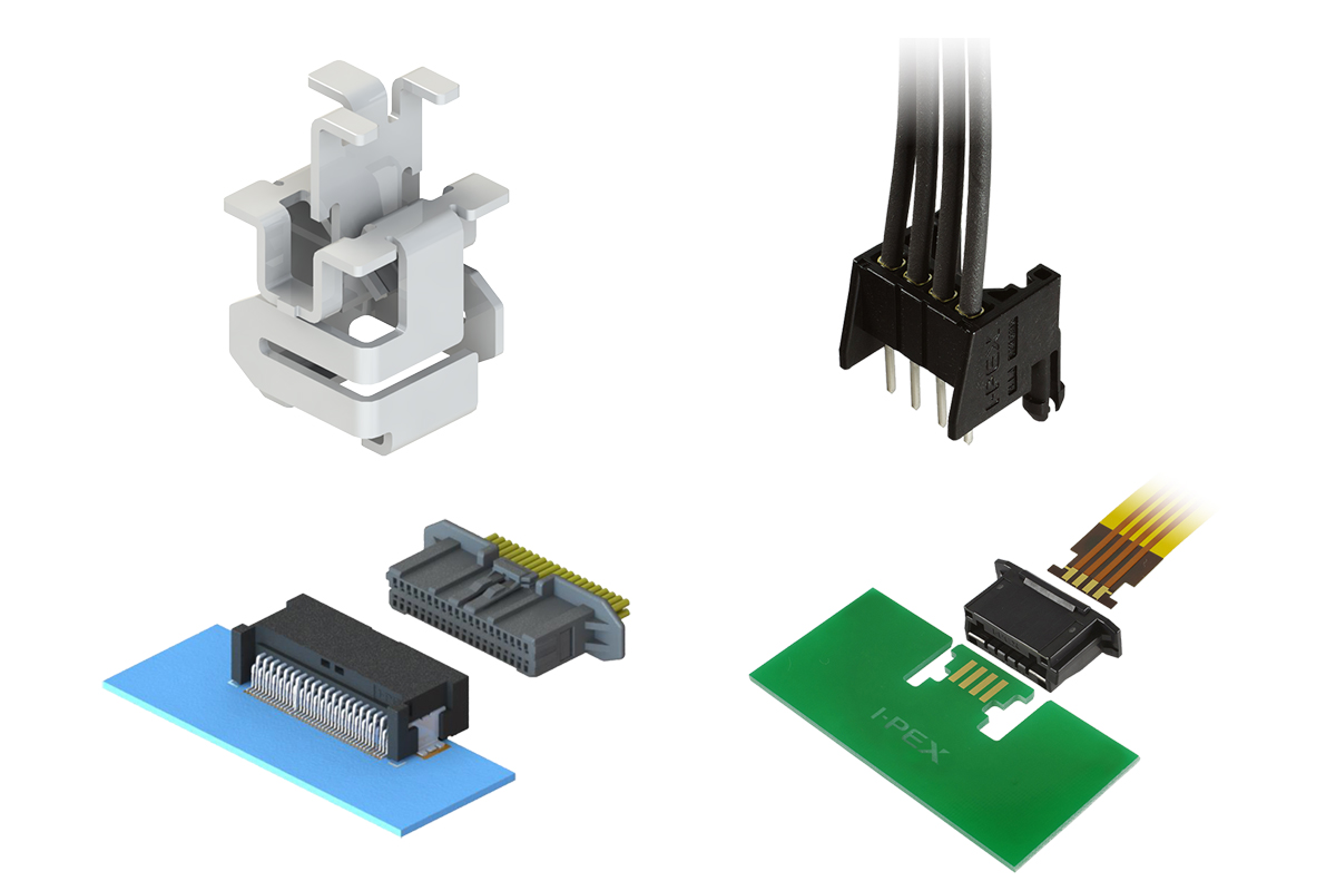 “AP-50” (upper left), “IARPB® (Vertical Type)” (upper right), “ISH® 18” (lower left), “FPC Card Edge connector (tentative name)” (lower right)