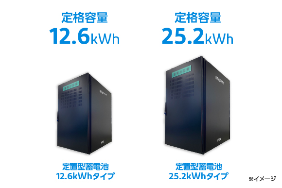 RENERATH　単機能型システム　定置型蓄電池は、定格容量12.6kWhと25.2kWhの2タイプが存在