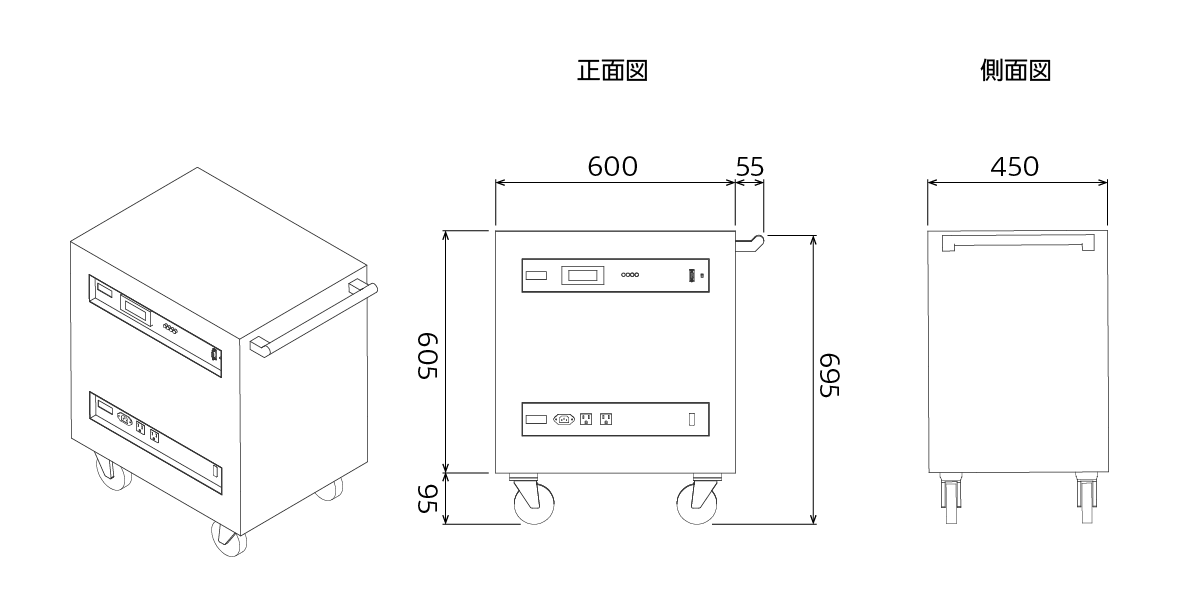 RENERATH　スタンドアローン型システム　可搬型蓄電池　外形寸法図