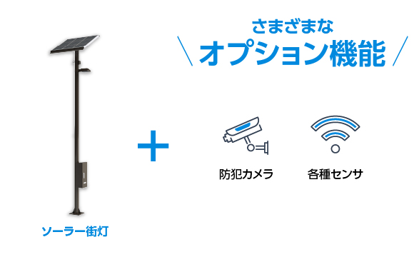 RENERATH ソーラー街灯は、オプション機能を搭載してスマートポールとして活用可能