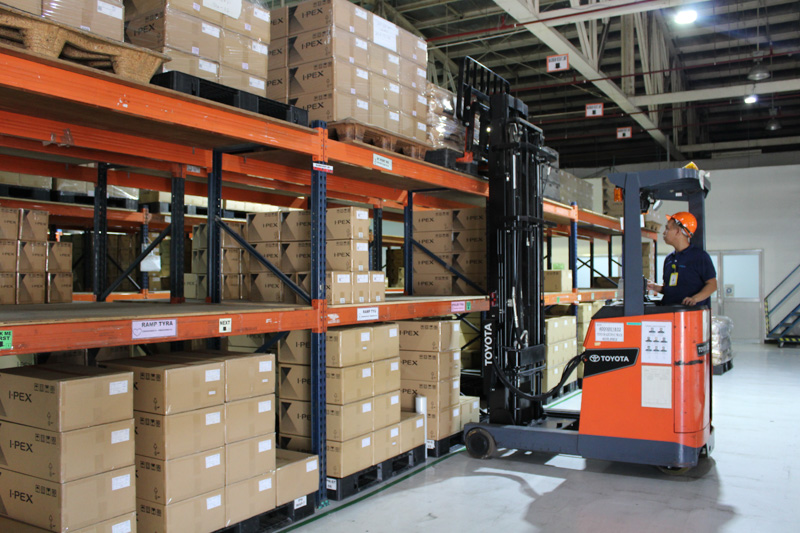 Warehouse operations using a forklift for product storage and handling