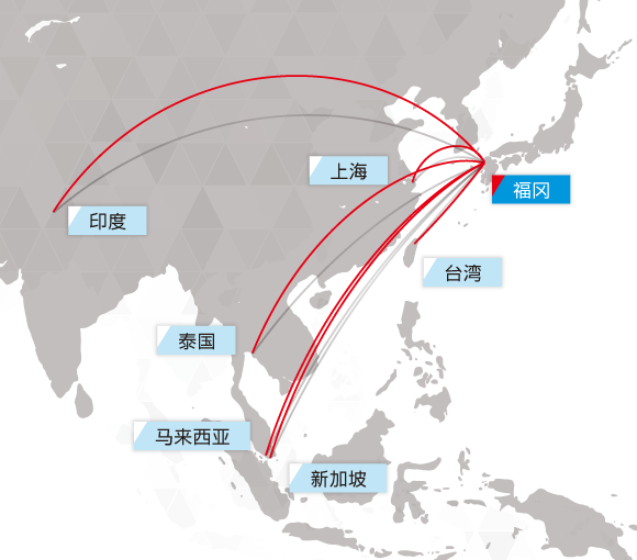 京都、福岡、上海、台湾、泰国、马来西亚、新加坡、印度